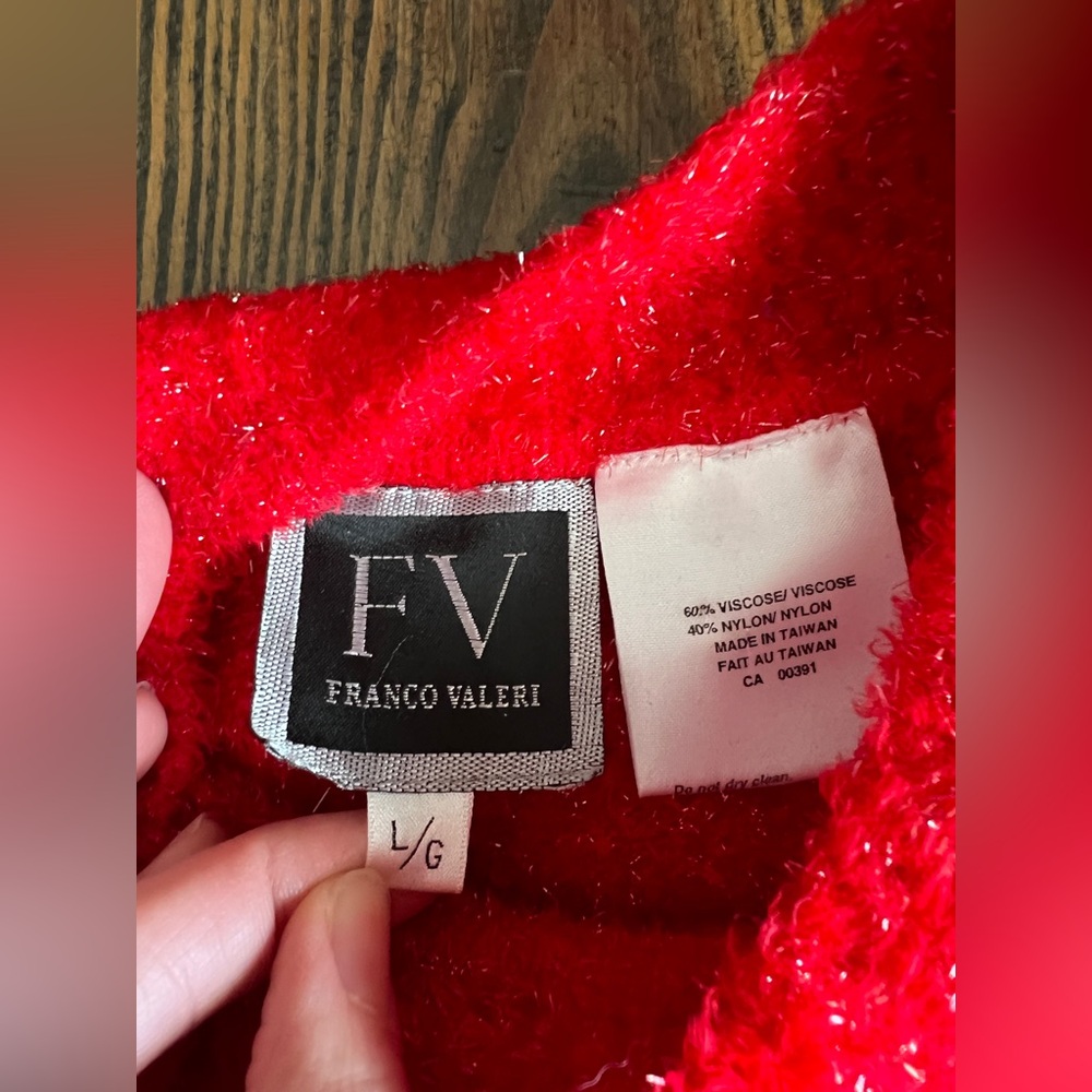 FRANCO VALERI • Red Sparkle Top glitter partycore Y2K holiday glam festival FV L - Picture 6 of 13
